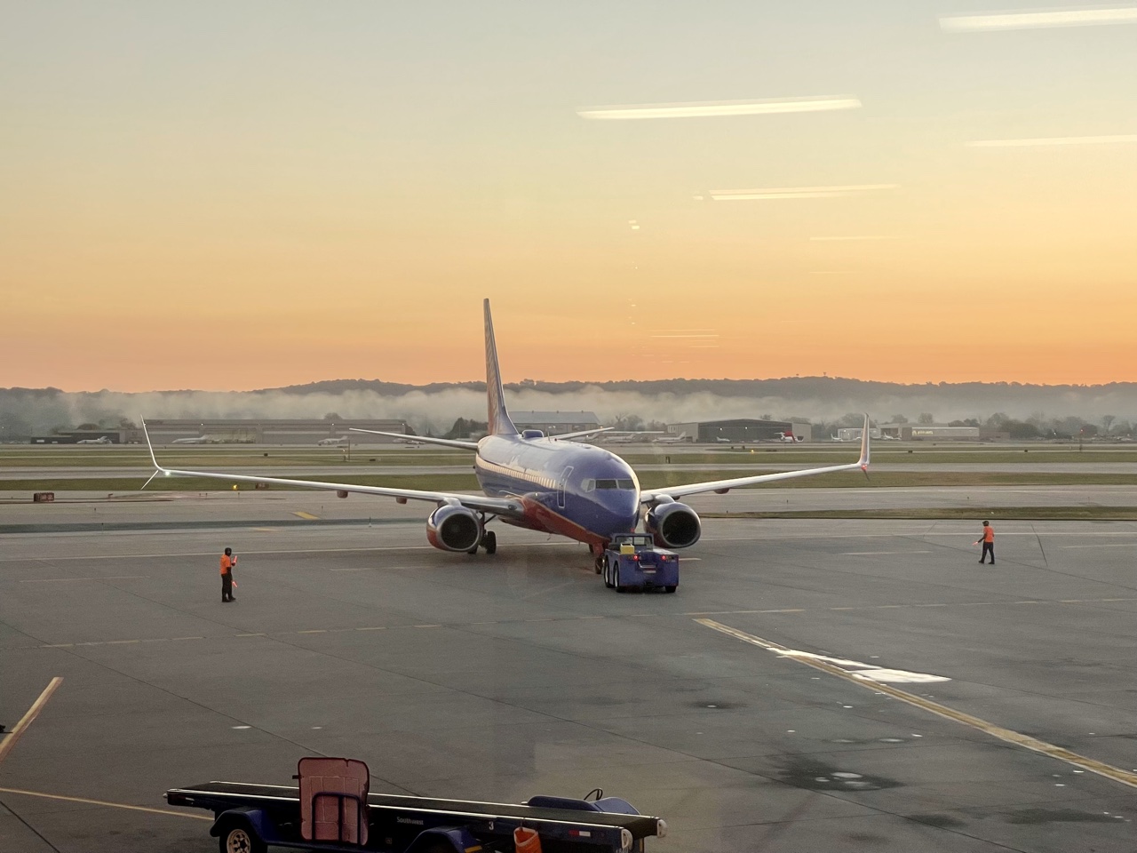 Southwest Airlines Boeing 737 in Omaha sunrise