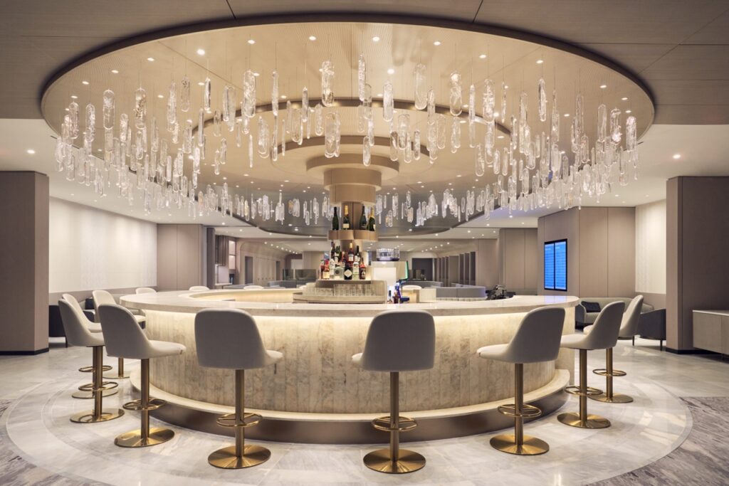 American Airlines Soho lounge chandelier bar
